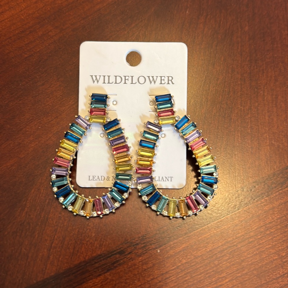 Wildflower Multicolor Crystal Earrings - Never Worn